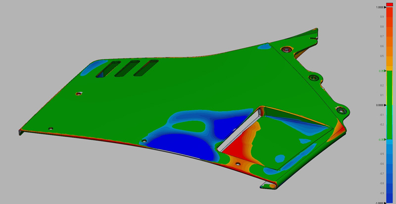 Comparison 3D Scan Data Vs. CAD (Deviation colour map) Image